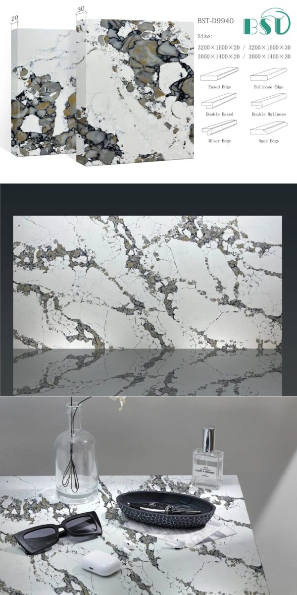 Opulent Plus-Luxury Quartz Kitchen Top  Prefab Quartz Island Countertops with Multi-Colored Veins - Image 6