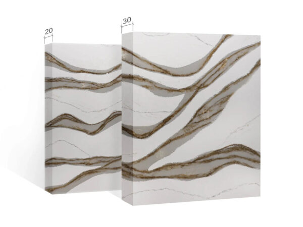 Artificial Stone Slabs Quartz Stone Slab Calacatta Marble With Grey Veins For Kitchen Countertops - Image 5