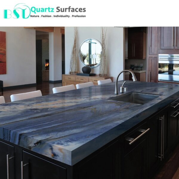 Luxury Modern Blue & Gold Sintered Stone Tiles Wall Slab Sintered Stone Ceramic Tiles For Countertop Dining Table Wall Basin - Image 5