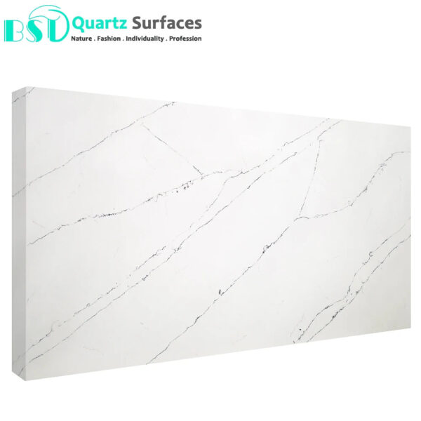 White Calacatta Artificial Quartz Stone Slab with Polished/Matte/Lichi Surfaces - Image 3