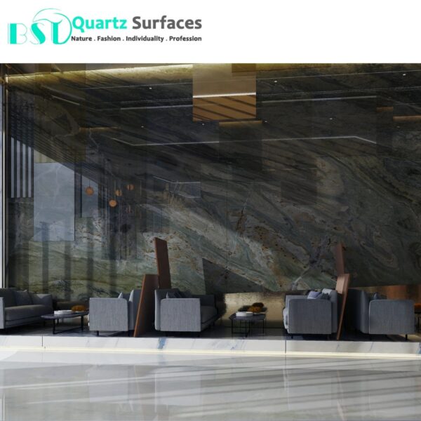 Luxury Modern Green & Gold Sintered Stone Tiles Wall Slab Sintered Stone Ceramic Tiles For Countertop Dining Table Wall Basin - Image 5
