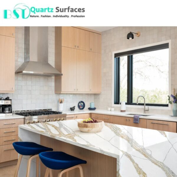 Calacatta Nile Gold Quartz Stone Large Slab 3500x2000mm in it High Grade Kitchen Countertops Quartz Stone Slabs
