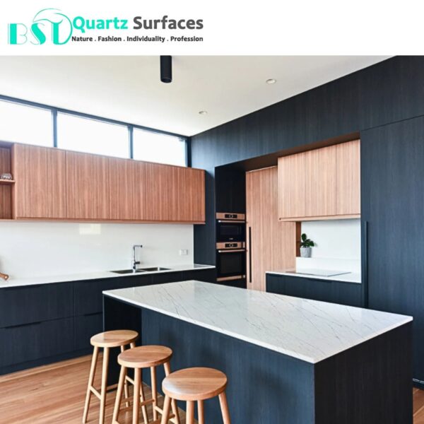 New Look Nervure Manufacturer Brownish Quartz Stone Slab with White Veins for Countertops Available Quickly