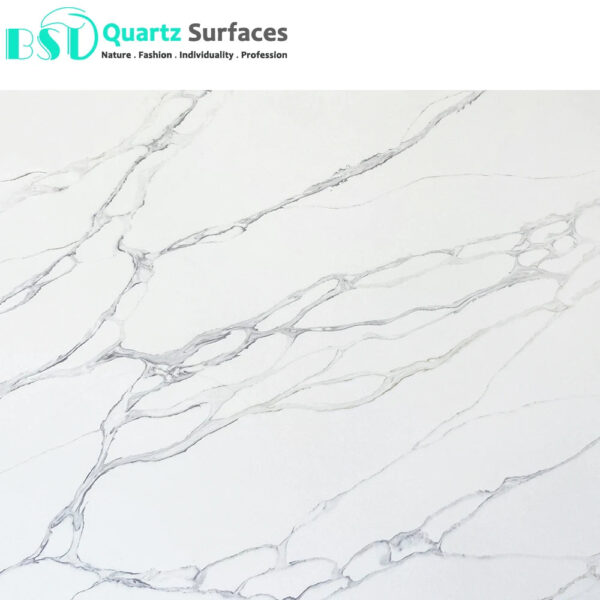 Prefabricated Artificial Stone Calacatta Quartz Stone With Golden Veins For Kitchen Countertops - Image 2