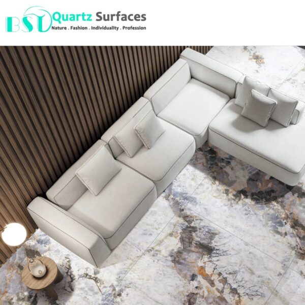 Luxury Modern White Grey Gold Mixed Sintered Stone Tiles Wall Slab Sintered Stone Ceramic Tiles For Countertop Dining Table Wall - Image 4