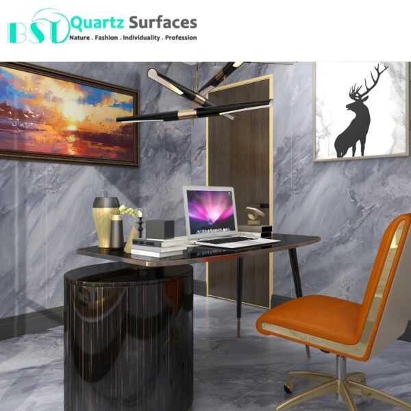 Luxury Modern Grey & Black Sintered Stone Tiles Wall Slab Sintered Stone Ceramic Tiles For Countertop Dining Table Wall Basin Fl - Image 3