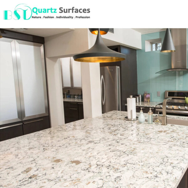 Customized 7 Mohs BST Traditional Kitchen Stone Gold Quartz More Dureble Than Granite Kitchen Marble Top 0.07 Kitchen Island - Image 3