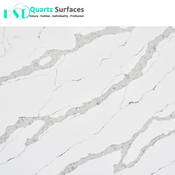 Marble Imitation Calacatta Gold Man Made Quartz Slab Super White Quartz Stone/Quartz Slab Engineered for Kitchen Countertop - Image 2