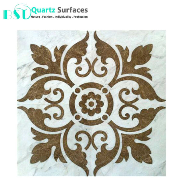 Customized Design Flower Pattern Mosaic Marble Tiles Ground Flooring For Corridor Marble Mosaic Tile with Flower Designs