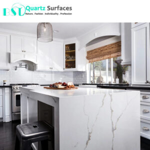 Wholesale Water Resistant Engineering luxury Quartz Stone Slab with Green Guard Certification  For Kitchen