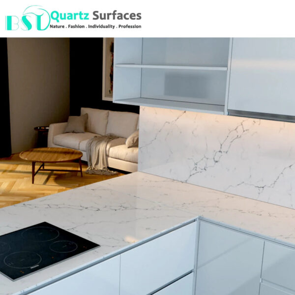 3cm Big Slab Surface Polished White Calacatta Wholesale Artificial Quartz Stone Countertop Quartz Slab Price - Image 4