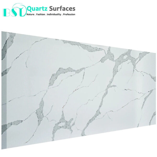 Snow White Body Calcutta Quartz Stone Slabs Calacatta White Quartz Stone Countertops Slabs - Image 4