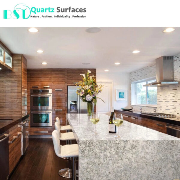 Customized 7 Mohs BST Traditional Kitchen Stone Gold Quartz More Dureble Than Granite Kitchen Marble Top 0.07 Kitchen Island