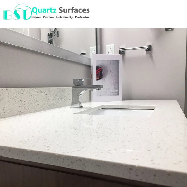 Prefabricated Crystal White Solid Surface Composite Quartz Wall Marble Tiles In Pieces For Kitchen Island Platform - Image 6