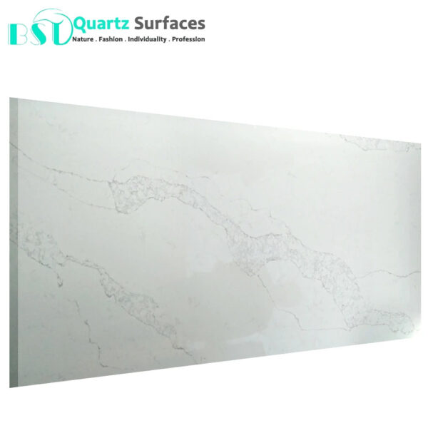 Wholesale Calacatta White Large Artificial Quartz Stone Slab With Grey Veins For Kitchen Countertops - Image 2
