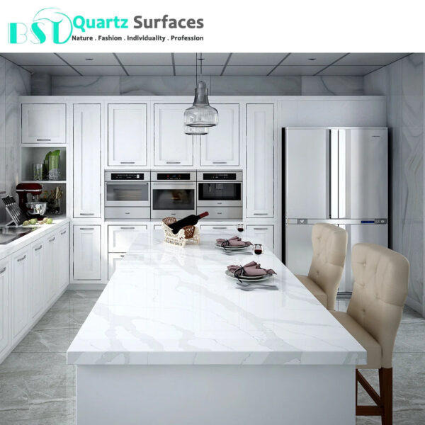 Island Top With Calacatta Quartz The Latest Marble Imitation Stone High Quality Hotel Sintered Stone Wall Countertops Artificial