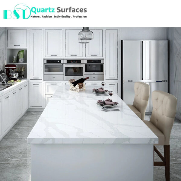 Marble Imitation Calacatta Gold Man Made Quartz Slab Super White Quartz Stone/Quartz Slab Engineered for Kitchen Countertop - Image 5
