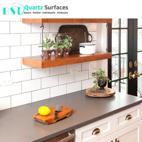 30mm Thickness Grey Solid Surface Quartz Stone Quartz Surfaces Artificial Solid Surface Light Grey Quartz Stone - Image 5