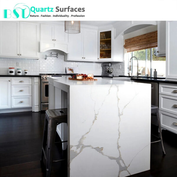 Statuario Barista White Quartz Stone Slab Luxury Stone for Kitchen Countertop Wall - Image 6