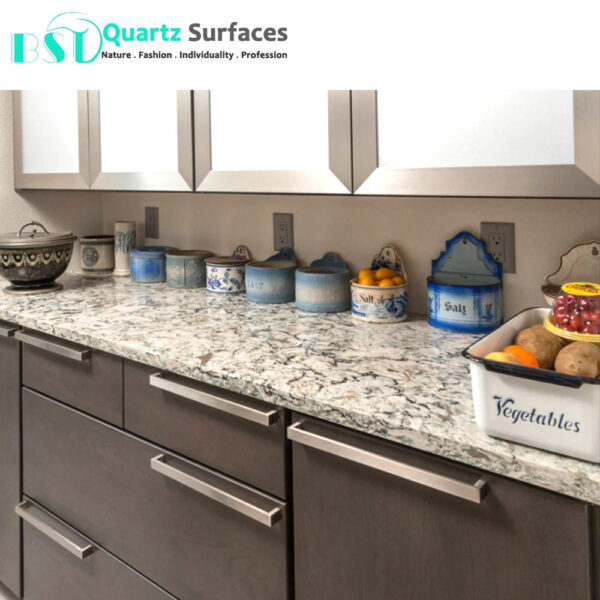 Customized 7 Mohs BST Traditional Kitchen Stone Gold Quartz More Dureble Than Granite Kitchen Marble Top 0.07 Kitchen Island - Image 4