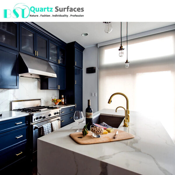 Calacatta Nuvo Quartz Slab with 93% Natural Quartz Raw Materials Nuvo Losas de Cuarzo Shower Surrounds Full Quartz - Image 6