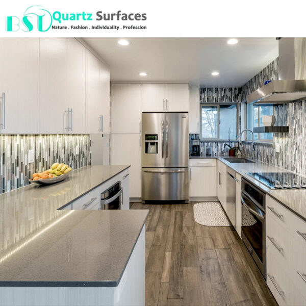 Crystal Grey Mirror Fleck Quartz Stone for Tiles and Countertops - Image 2