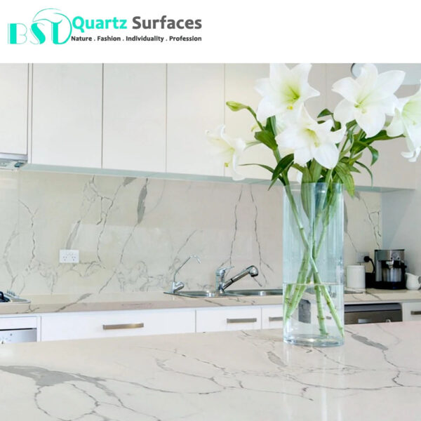 Slab for Countertops Made Quartz Stone Calacatta Man Modern Tiles for Villa Exterior Interior Wall Decoration 7 Mohs BST <0.1mm - Image 3