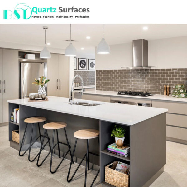 Artificial Super White Quartz Stone with 93% Natural Quartz Material Countertop Calacatta Engineered Quartz Stone Slab - Image 6