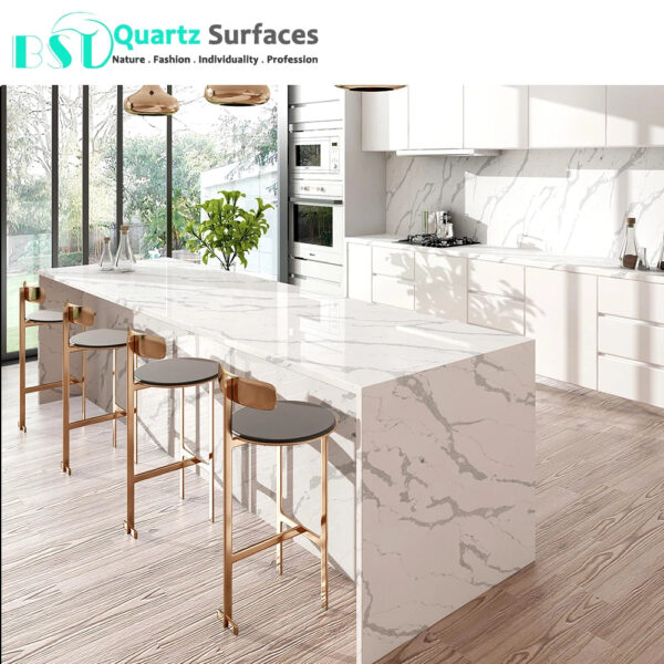 Island Top With Calacatta Quartz The Latest Marble Imitation Stone High Quality Hotel Sintered Stone Wall Countertops Artificial - Image 4