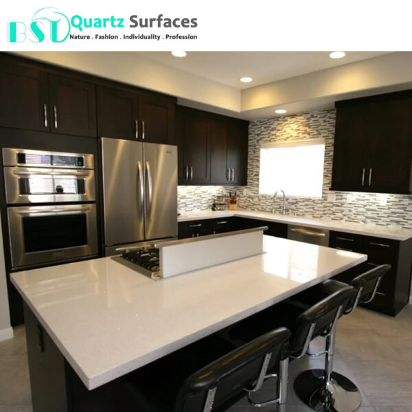 Wholesale Crystal White Sparkling Quartz Slab For Kitchen and Vanity Countertops Floor Artificial Sintered Stone - Image 4