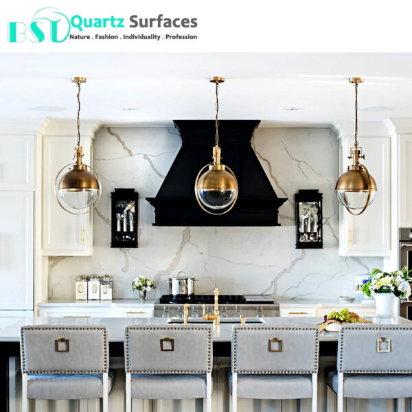Calacatta Nuvo Quartz Slab with 93% Natural Quartz Raw Materials Nuvo Losas de Cuarzo Shower Surrounds Full Quartz - Image 4