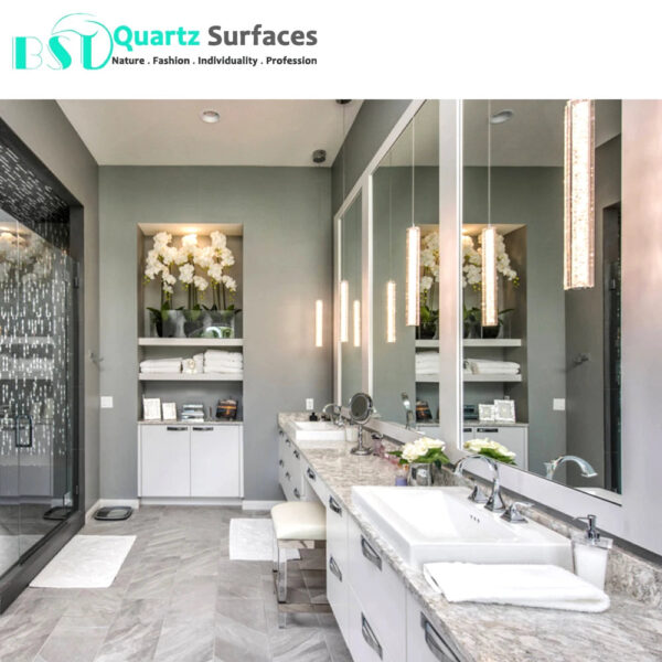 Customized 7 Mohs BST Traditional Kitchen Stone Gold Quartz More Dureble Than Granite Kitchen Marble Top 0.07 Kitchen Island - Image 2