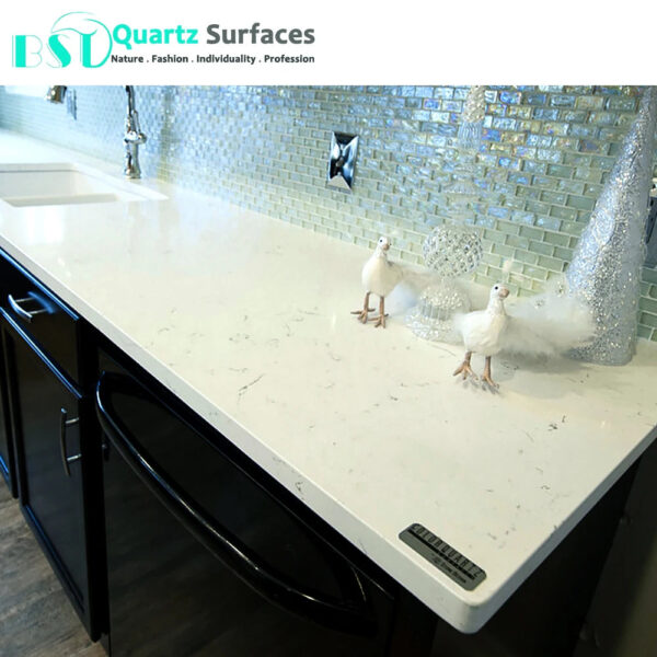 Crystal White Color Quartz Stone with Grey Vein  Natural Stone Look Marble Full Polished Glazed Matte Big Slab Sintered Stone - Image 4