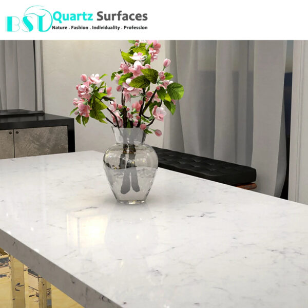 Chinese White Carrera Quartz Engineered Stone Marble Black Large Format Sintered Stone For Countertop Dining Table Wall Basin - Image 5