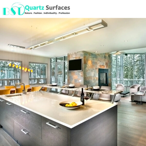 Wholesale Crystal White Sparkling Quartz Slab For Kitchen and Vanity Countertops Floor Artificial Sintered Stone - Image 3