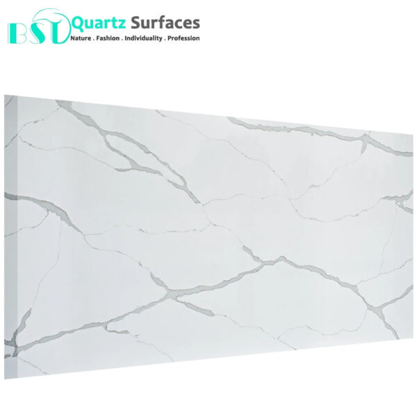 6.5mm Thin Calacatta Artificial Quartz Fish Belly White Tile for Living Room and Bedroom Artificial Stone Shower Wall Panel - Image 2