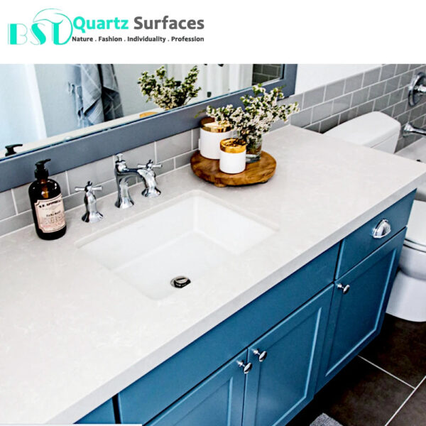Chinese White Mist Artificial Quartz Stone Kitchen Countertop Pegmatite Collection Thin Slab Black Kitchen Dining Table Worktop
