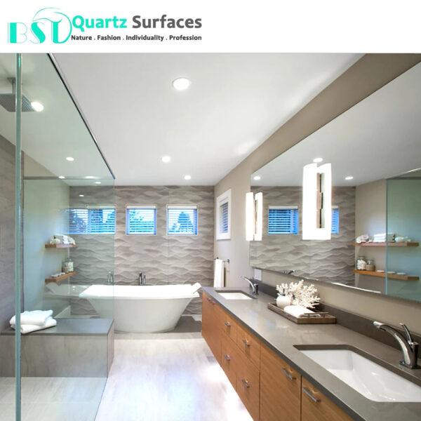 30mm Thickness Grey Solid Surface Quartz Stone Quartz Surfaces Artificial Solid Surface Light Grey Quartz Stone - Image 3