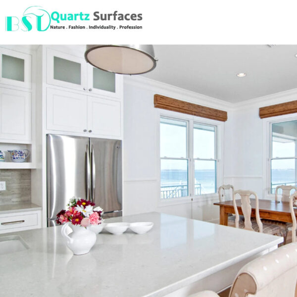 New Vein Collection Milk Shake Marble-looking Quartz Stone for Countertop - Image 4