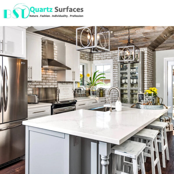 Hot sale Calacatta new design artificial quartz stone factory producing slab and cut to size top/tile countertop - Image 5