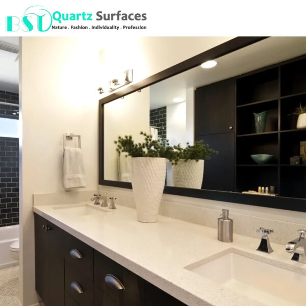 Wholesale Crystal White Sparkling Quartz Slab For Kitchen and Vanity Countertops Floor Artificial Sintered Stone - Image 2