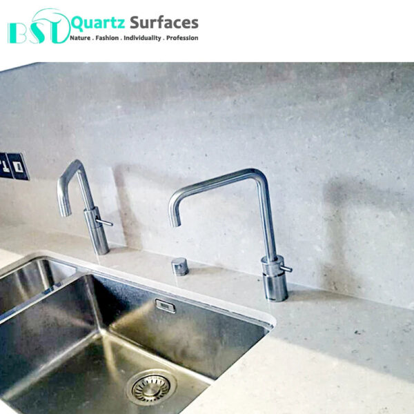 Island Top With Grey Quartz Factory Gate Prices Marble Looking Quartz Stone Kitchen Island tops Big Slab - Image 3
