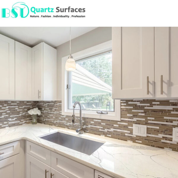 High Quality White Calacatta Quartz Stone Slab Used for Wall Covering Application Stone Island - Image 5