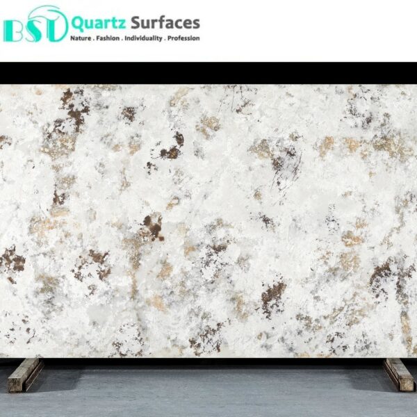 Alaska White - Luxury Quartz Kitchen Top  Prefab Quartz Island Countertops with Multi-Colored Veins - Image 3