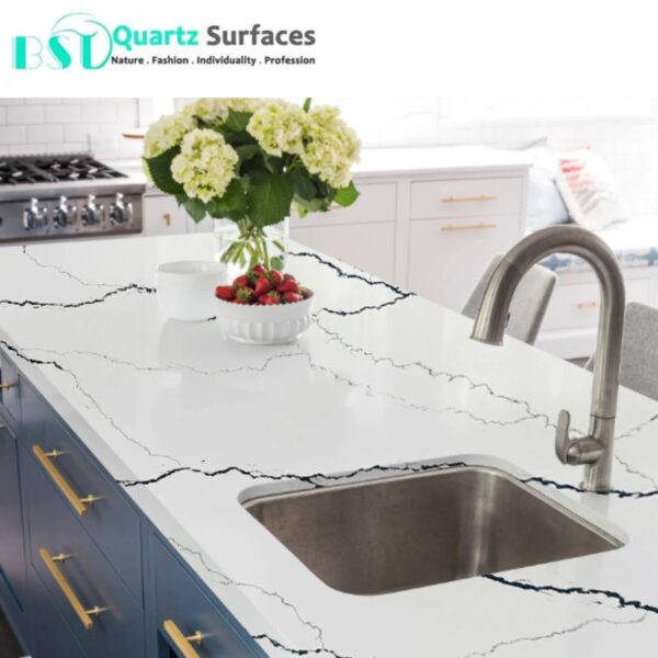 Nordic Storm Calacatta Quartz Stone Super jumbo For Kitchen Island Quartz Plates Gray Patterning in it High Grade Counte - Image 3
