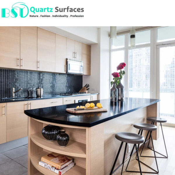 Slab Quartz Powder Carrara Quartz Modern 7 Mohs BST 93% Natural Stunning Matt Black More Than 5 Years Big Slab Veined Collection