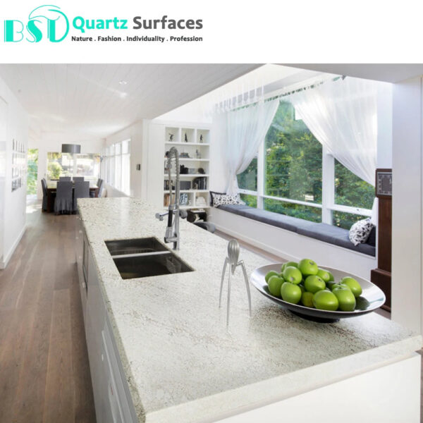 Wholesale Artificial White Quartz Stone Slab Prefabricated Countertop Faux Quartz for Kitchen Top - Image 3