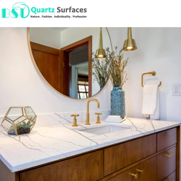 Luxury Stone Countertops Vanity Table Tops Super Jumbo Quartz Marble Lookalike Slabs With Perfect Veins for Sale - Image 5