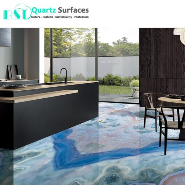 Luxury Modern Blue & Pink Sintered Stone Tiles Wall Slab Sintered Stone Ceramic Tiles For Countertop Dining Table Wall Basin Flo - Image 3