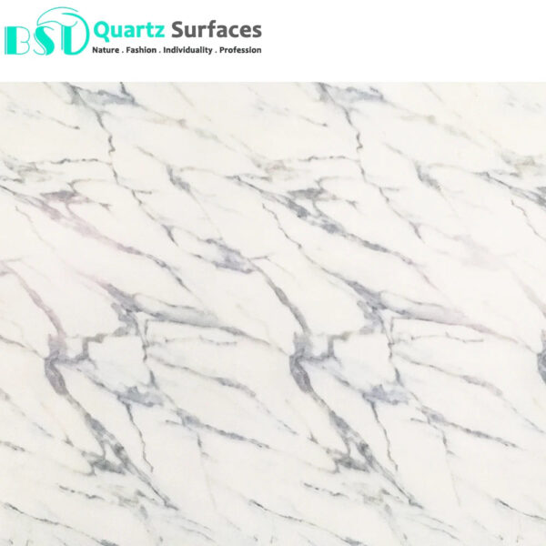 Veined Wholesale Price Polished Table Top White Calacatta Quartz Tiles Artificial Ston - Image 2